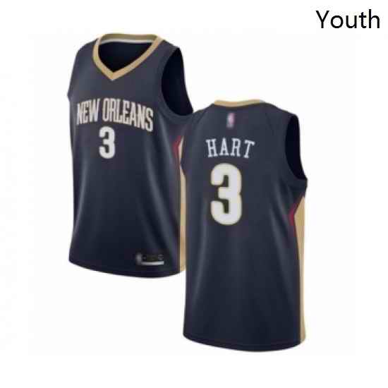 Youth New Orleans Pelicans 3 Josh Hart Swingman Navy Blue Basketball Jersey Icon Edition